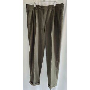 Performance Triple pleated Olive dress pants. Made in Canada. 35 x 29.5 ALTERED